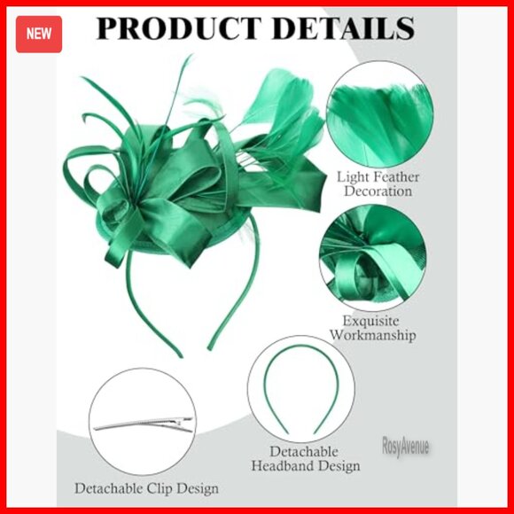 6 Pack Vintage Derby Fascinator Hats Mesh Feather Hair Clip Tea Party main image 3